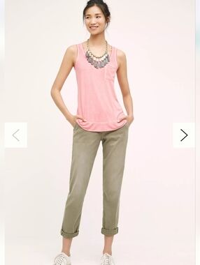 Anthropologie PILCRO Hyphen Low Rise Chinos Pant Size 28 Boyfriend Preppy Green